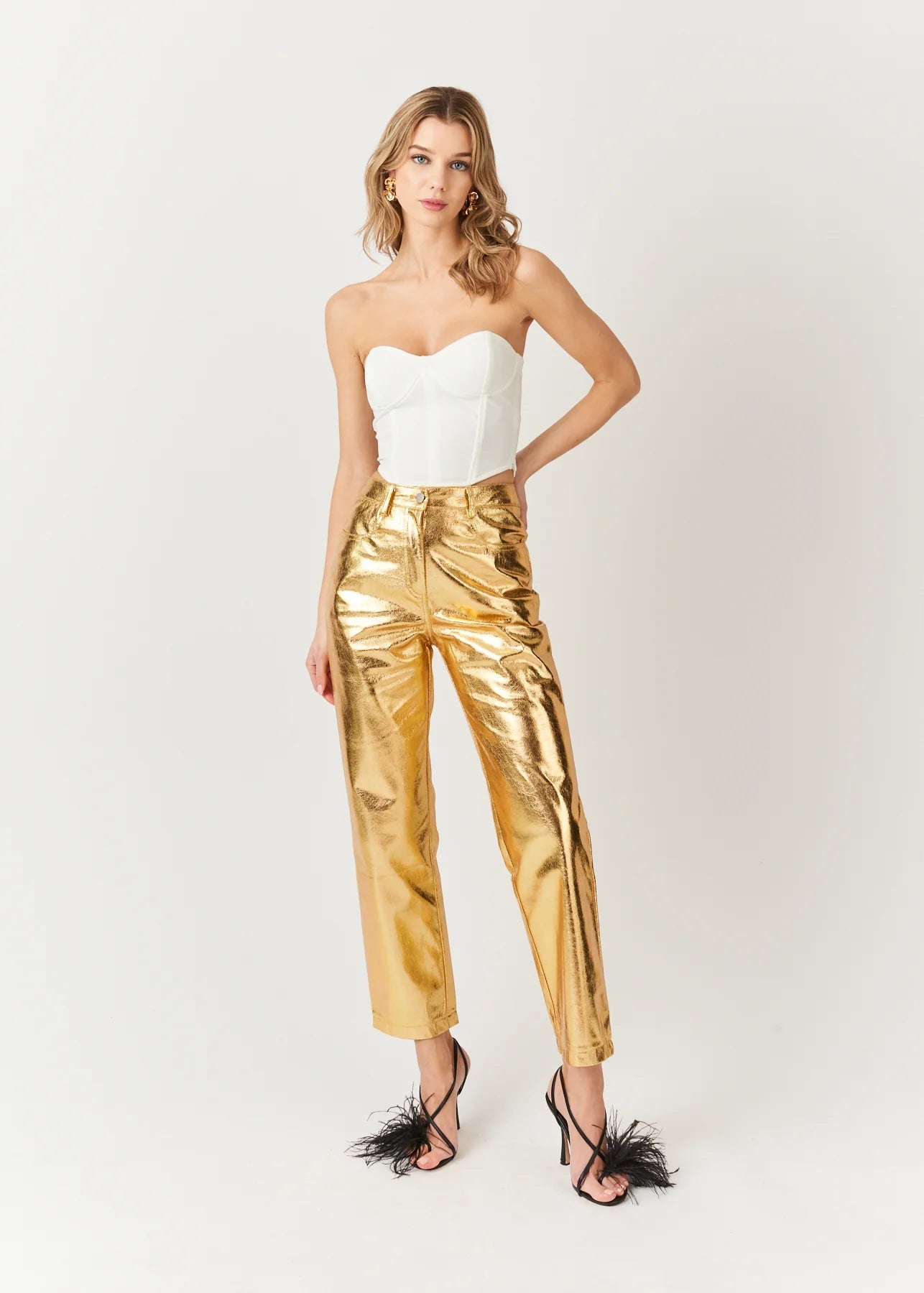 Amy Lynn Lupe pants in textured metallic gold - Something about Sofia