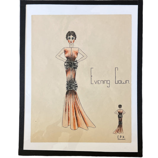 "Evening Gown" Vintage Couture Drawing - Something about Sofia