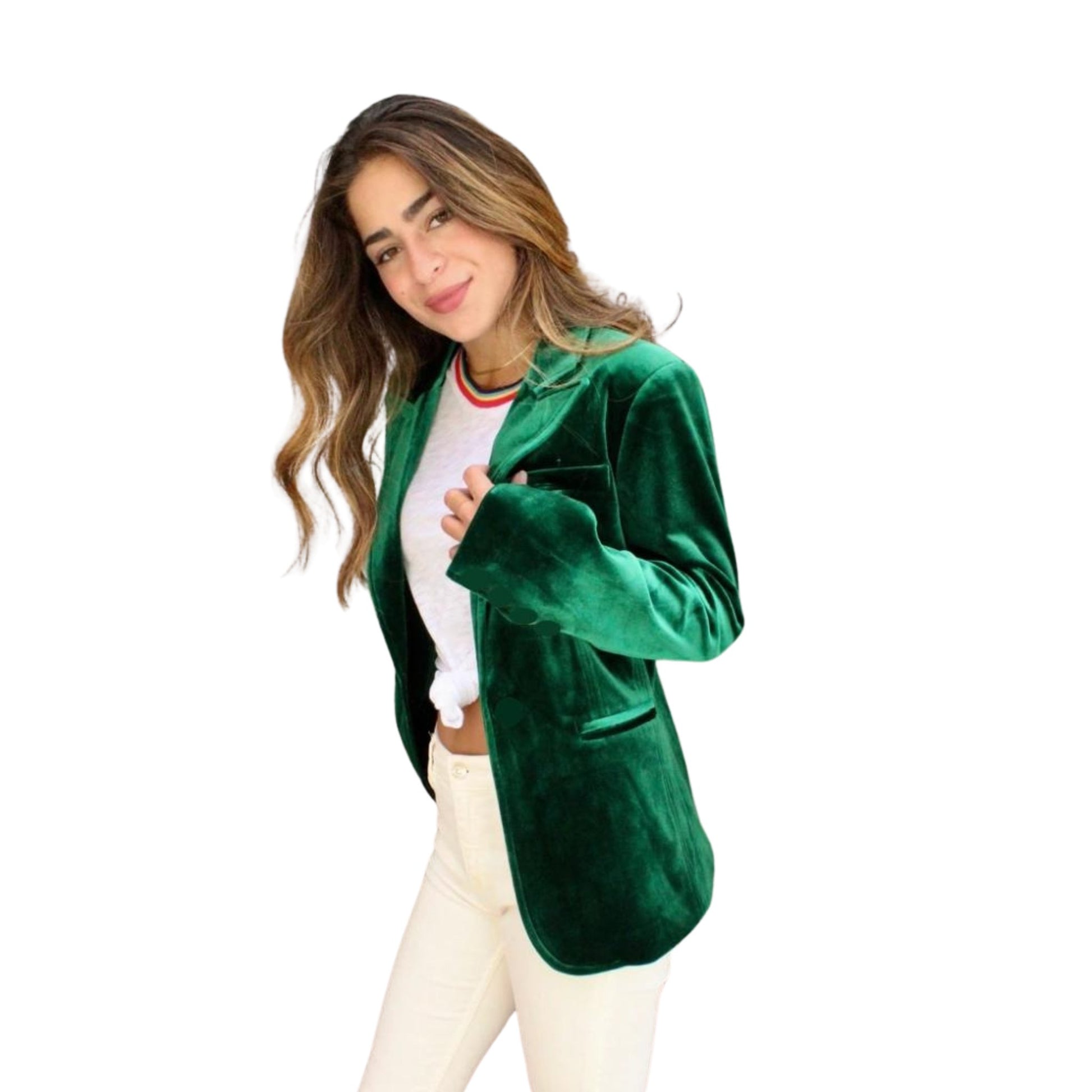 Green Velvet Blazer w/ Green Elbow Heart Patches - Something about Sofia