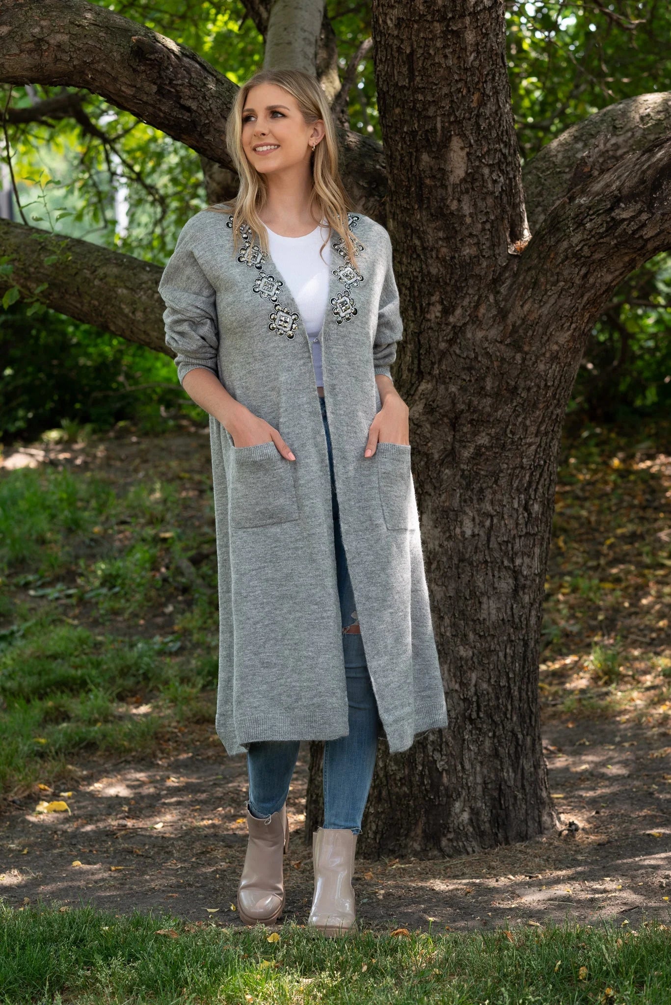 Long Grey Duster Cardigan - Something about Sofia