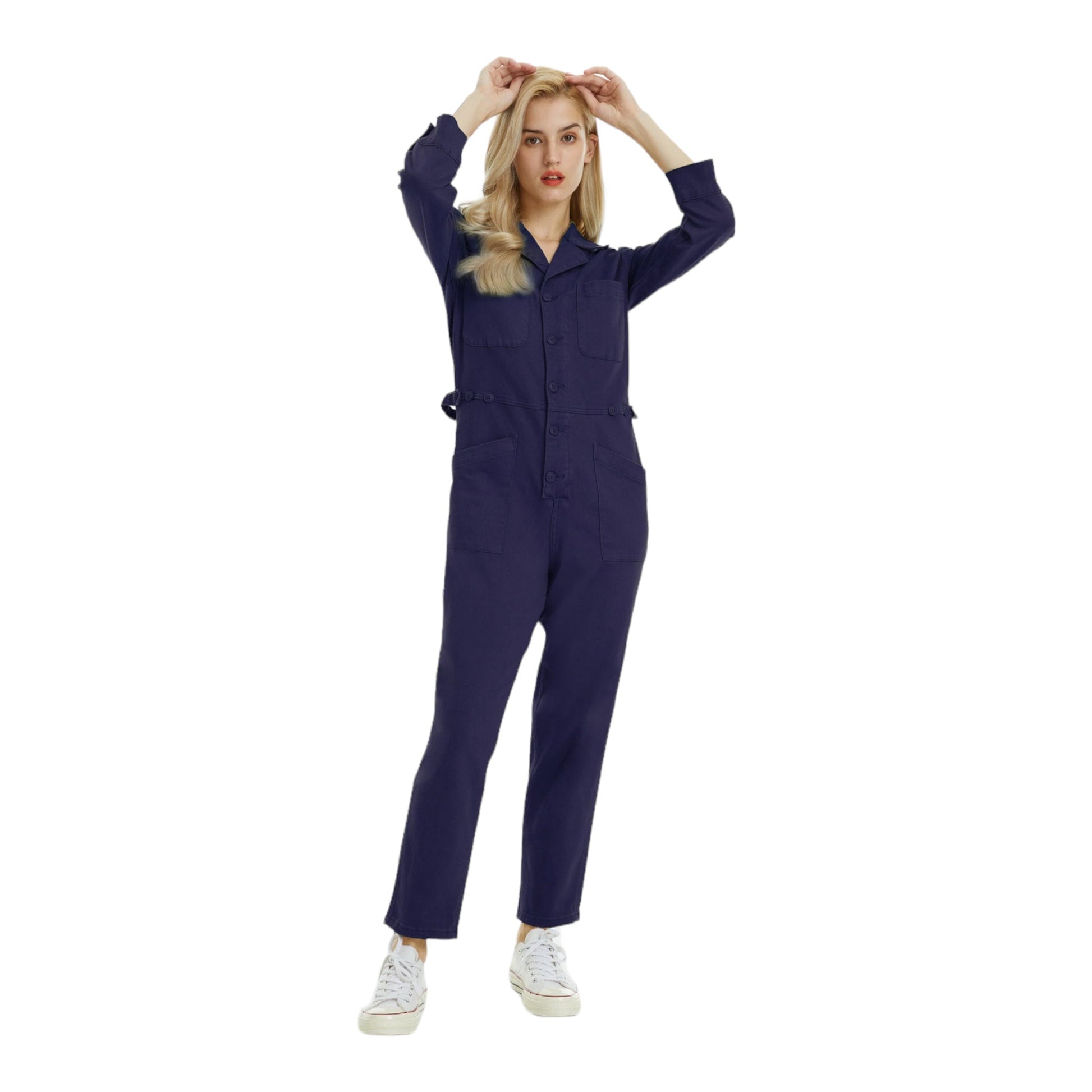 LONG SLEEVE JUMPSUIT WITH FRONT PATCH POCKETS - Something about Sofia