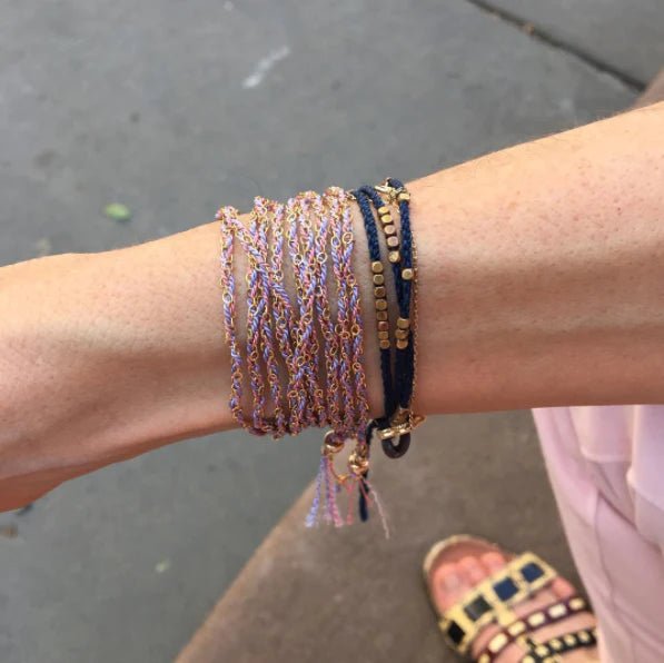 PURPLE & PINK GOLD + SILK WOVEN INTENTION BRACELET - Something about Sofia
