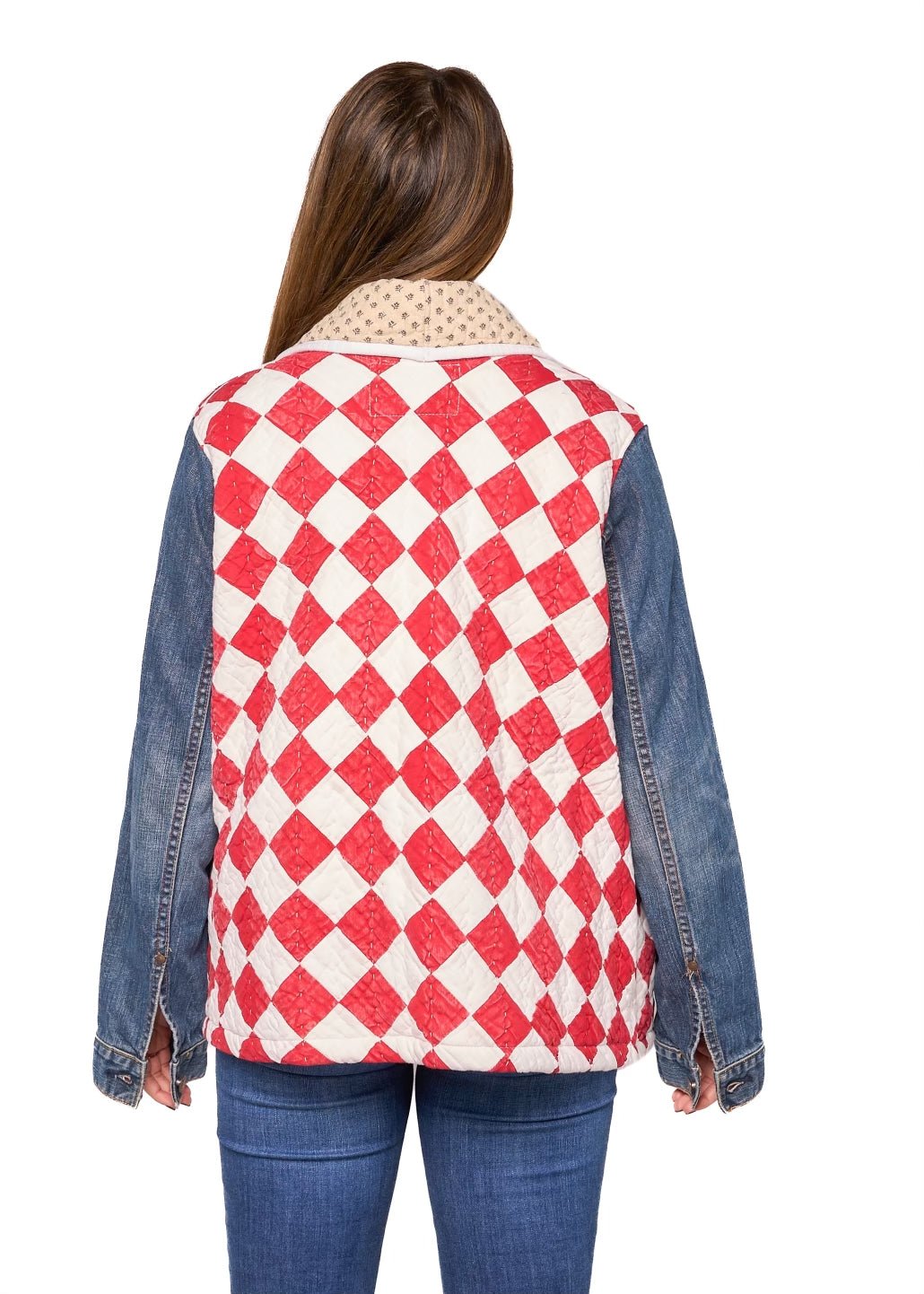 Red & White Denim Quilt Coat - Something about Sofia