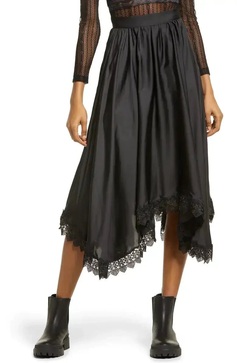 Rose Classic Lace Edging Midi Skirt - Something about Sofia