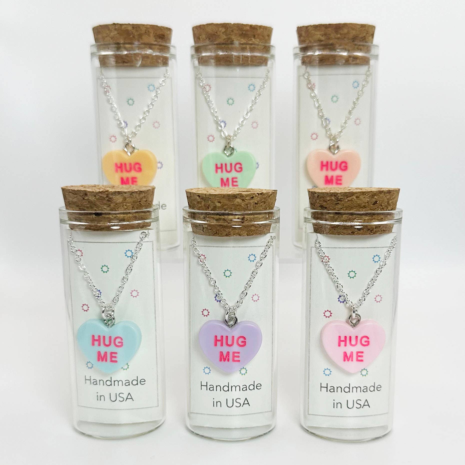 Valentine Conversation Heart Necklaces in a Bottle- Set of 6: BE MINE - Something about Sofia