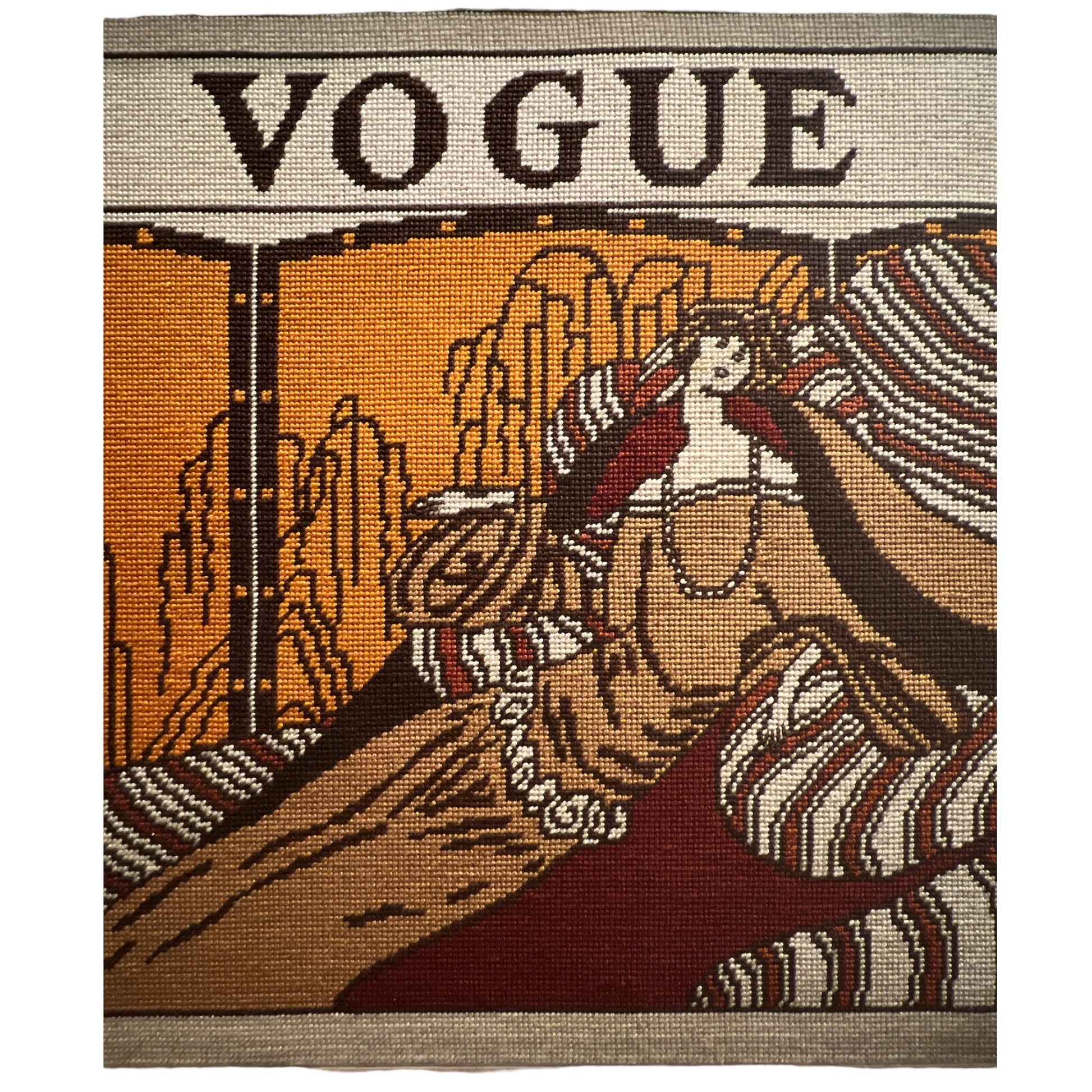 Vintage VOGUE Needlepoint Framed Art - Something about Sofia