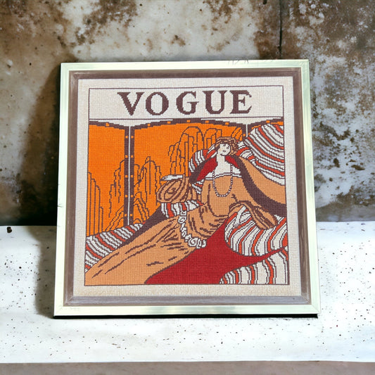 Vintage VOGUE Needlepoint Framed Art - Something about Sofia